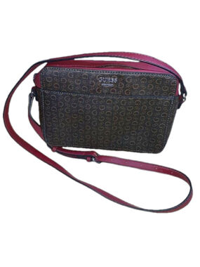 Guess crossbody or shoulder bag burgundy with G's camera bag